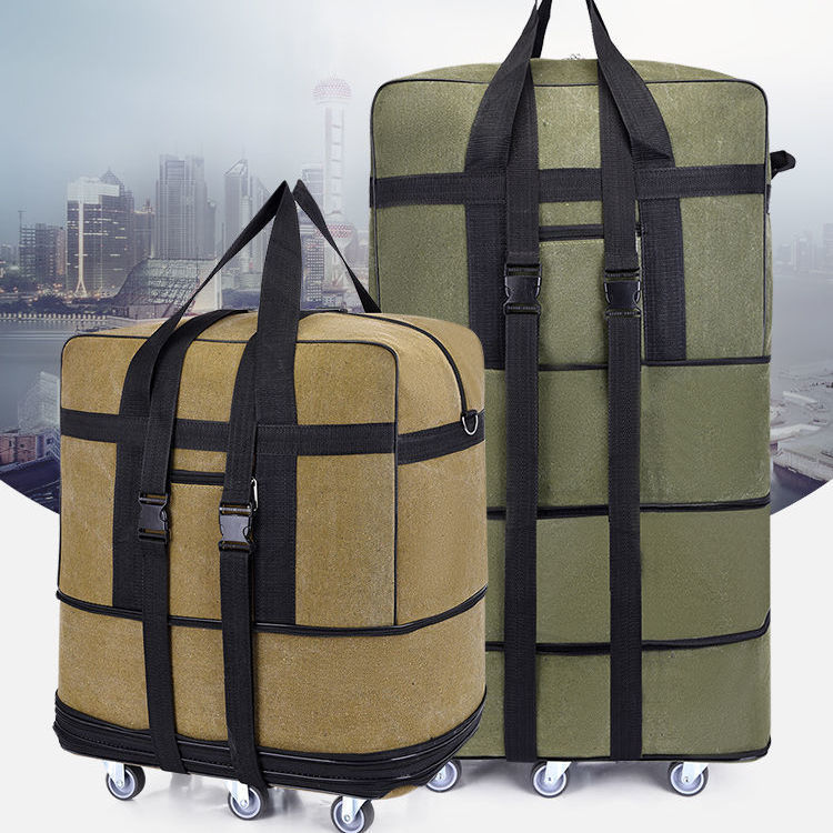 Canvas Suitcase, Large Capacity, Extra Large, Foldable, Suitable for Men and Women, Moving, Packing Quilts, Airline Checked Baggage, Lightweight Travel Luggage