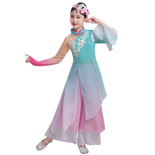 Girls classical dance costumes children Chinese style training costumes national Peach Blossom Dance Clothes elegant gauze clothes