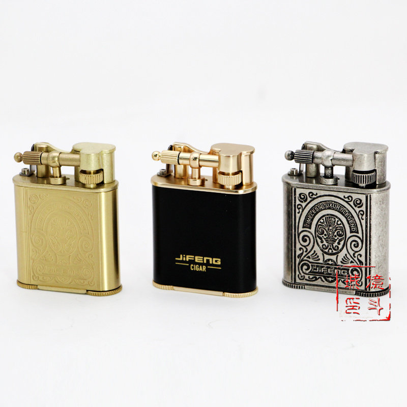 Email free JiFENG monsoon cigar retro dual straight - wind fire lighter with punch stone