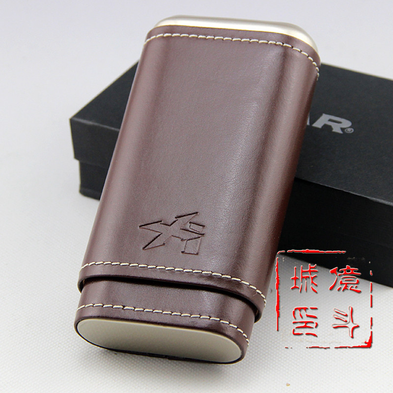 U.S. imports Sika Xikar cigar leather case cowhide 3 snow boxes cedar wood portable leather case