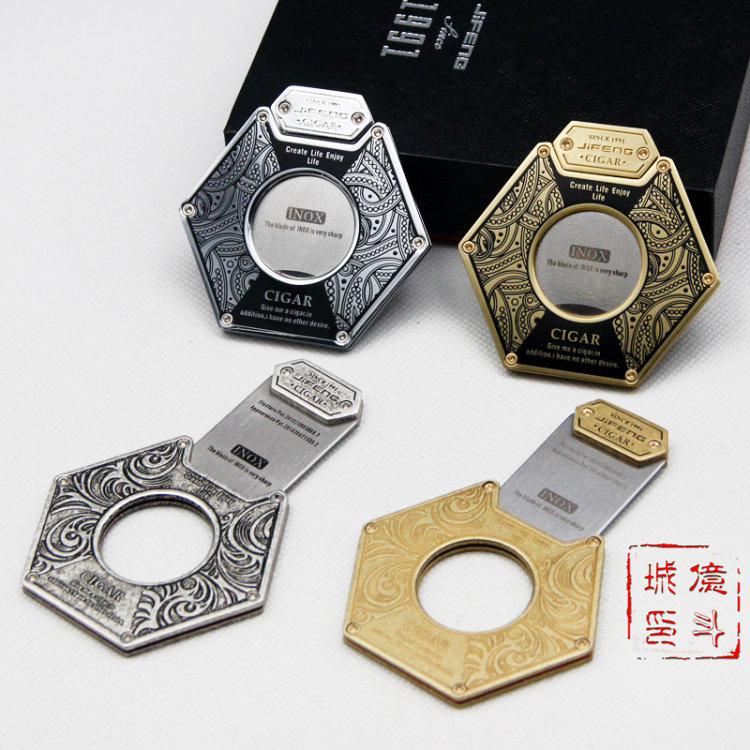 New Monsoon JiFENG Cigar Scissors Hexagonal Pure Copper Pure Cigar Scissors German Steel Snow Clip