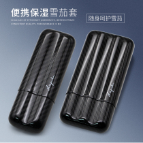 Lafuli Cigar Case Travel Retro Portable Two or Three Carbon Fiber Moisturizer Case Ultra-Thin Compression Resistant