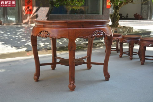 Антикварный красный комплект из Мьянмы из розового дерева для отдыха, 6 шт