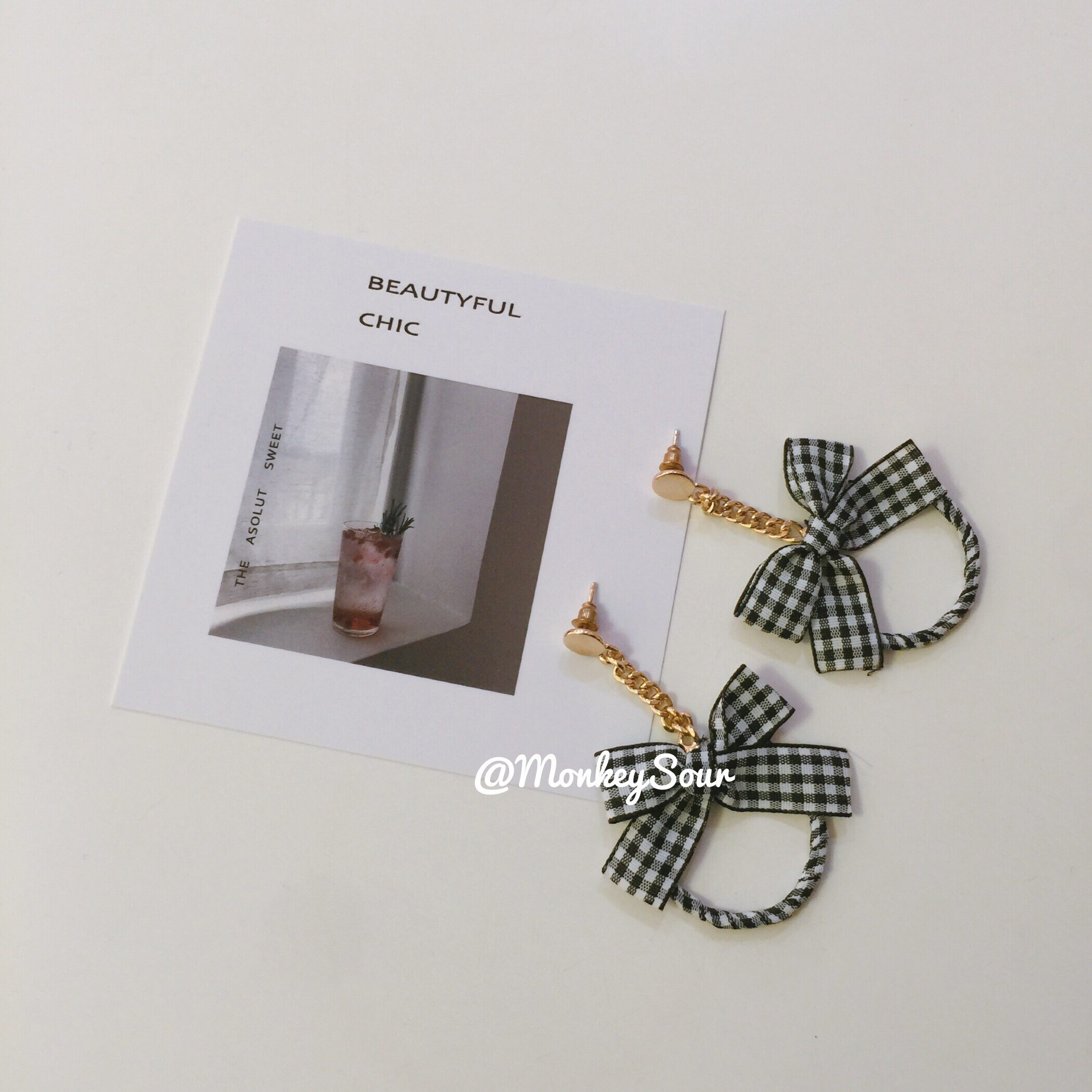 Monkeysour Homemade Cards Ins Wind Café Teen Silver Jewelry Swing Pat Card Photo Shoots