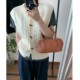 Korean-Style Design with Three-Dimensional Floral Pattern, Horn Button Knit Vest for Women, Early Autumn New Fashion Versatile Sweater Vest