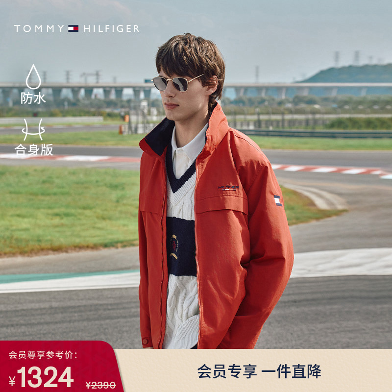 [Outdoor Waterproof] Tommy Autumn and Winter Men's Trendy Style Sports Jacket with Stowable Hood and Stand-Up Collar