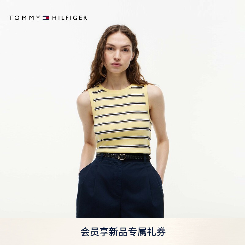 [Chinese Valentine's Day Gift] Tommy26 Summer Women's Pure Cotton Simple Embroidered Logo Slim Fit Tank Top T-Shirt