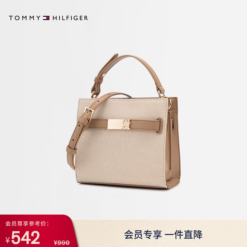 [Gift] Tommy Women's Clothing Is Elegant and Casual, Suitable for Work and Commuting, Lightweight Letter-Print Handbag, Shoulder Crossbody Bag