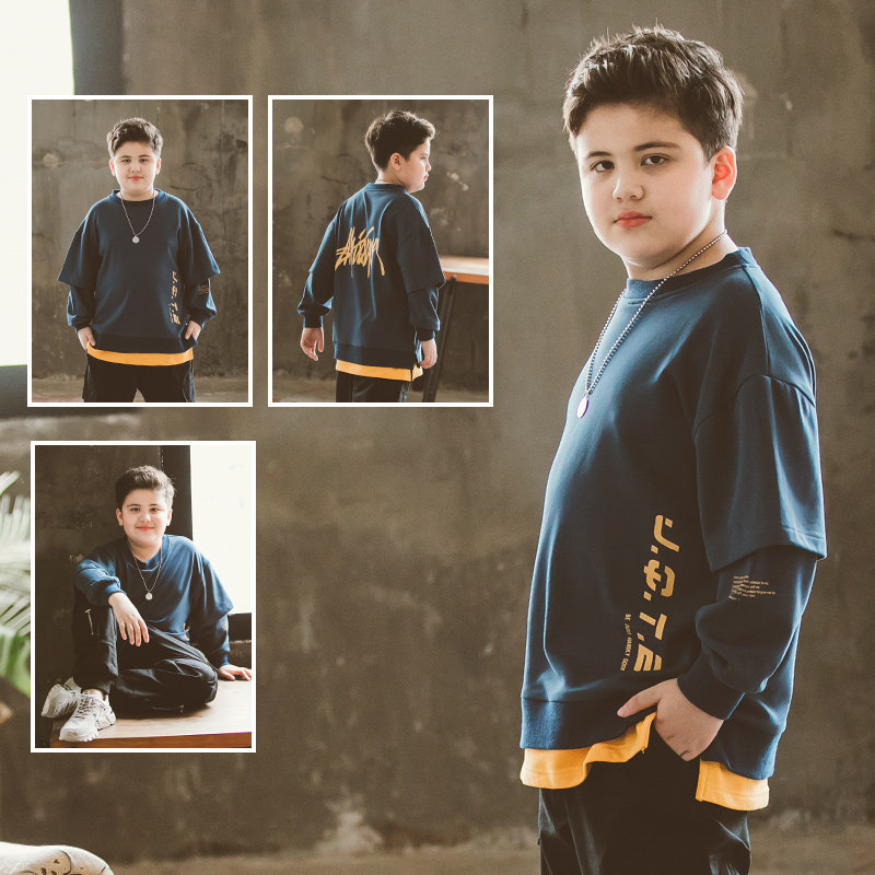 Fat children's clothes are weighed and autumn 2022 new spring and autumn children's wear loose autumn boy's tops tide
