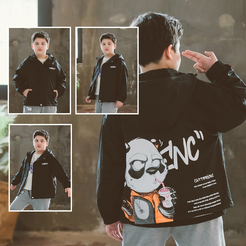 Fat children's clothing boys add fat and increase loose Western style large size fat children's jacket male big boy trendy autumn top spring and autumn