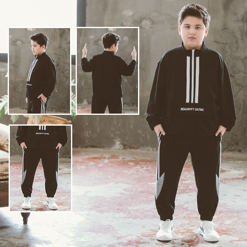 Fat Boy Suit 2021 Spring and autumn new CUHK Tong Gats Step up Wear Two sets of boys loose and large size for autumn clothing