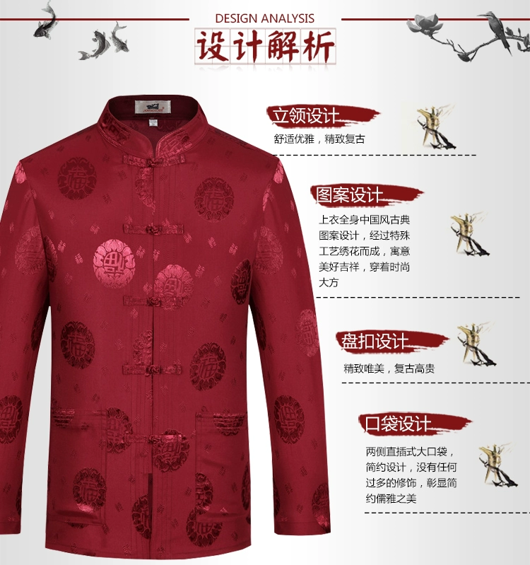 Trung và già Tang phù hợp với áo sơ mi nam mùa hè Trung Quốc áo dài tay những người yêu thích Tang phù hợp với ông bà ngày cưới