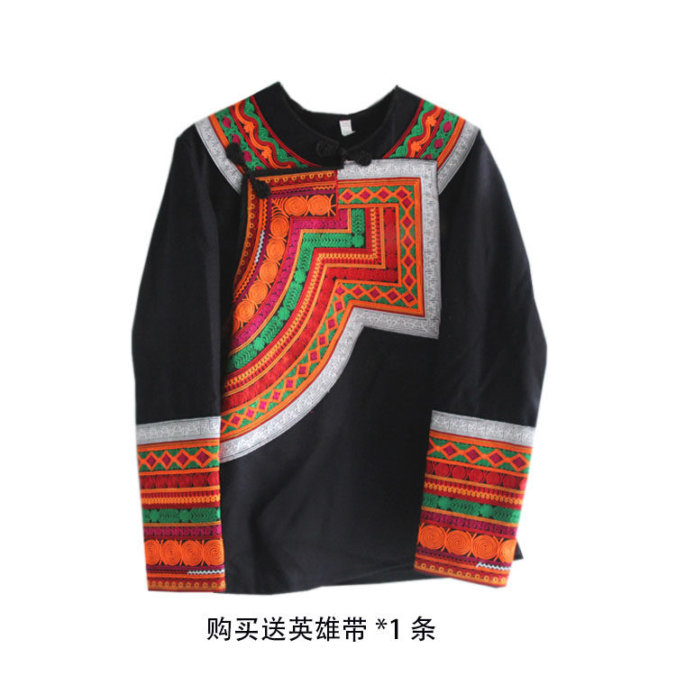 Daliangshan Meigu Yi ethnic characteristic pattern ethnic style men and women's clothing custom embroidered top autumn and winter long sleeves