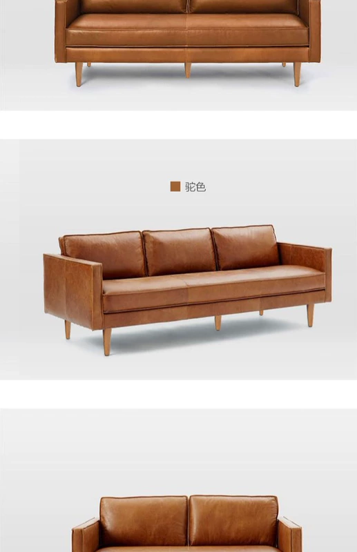 gió phòng khách Bắc Âu công nghiệp với đôi ghế sofa da ba vị trí căn hộ nhỏ sofa da nhỏ gọn loft retro Mỹ - Ghế sô pha