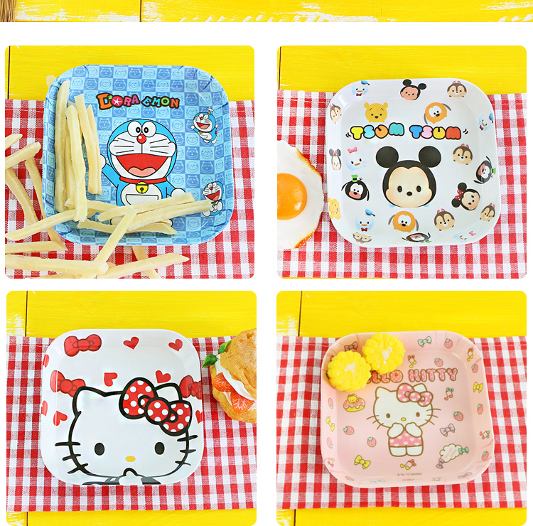 Giả sứ melamine bộ đồ ăn món ăn phim hoạt hình snack tấm dễ thương snack món ăn vuông khay nhỏ món tráng miệng đặc biệt món ăn