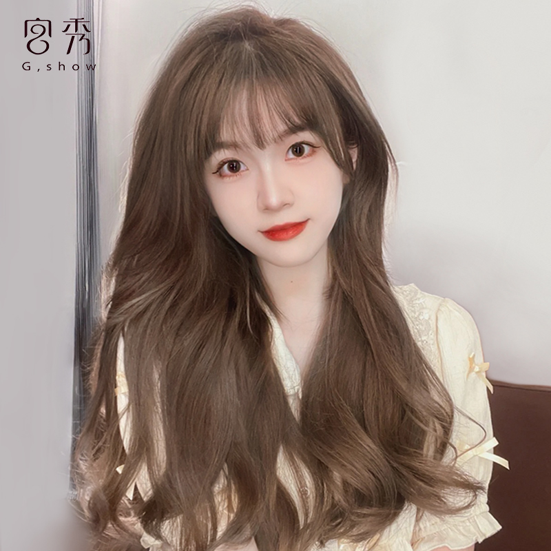 Wig female hair full head set simulation curly hair natural Net Red big wave lolita wig set summer white