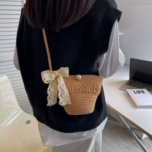 Брендовая соломенная сумка через плечо, плетеная универсальная пляжная сумка на одно плечо