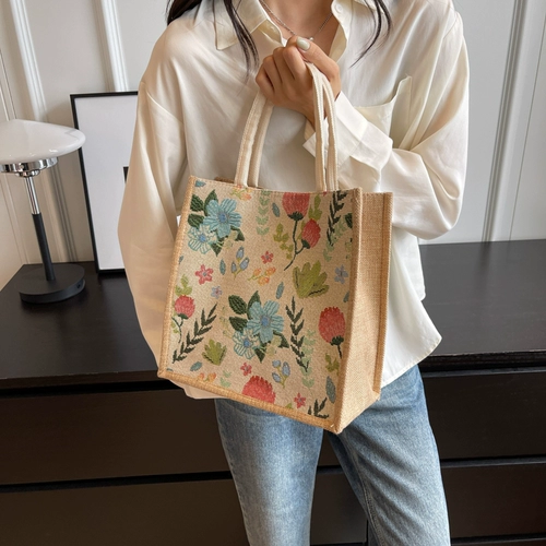 Шоппер, вместительная и большая брендовая льняная сумка