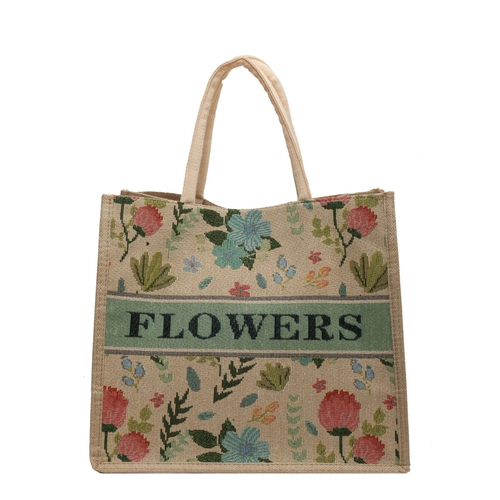 Шоппер, вместительная и большая брендовая льняная сумка