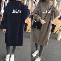 Spring new big code easy gestation in maternity dress with a knee printed foreign gas laced with a velvety dress