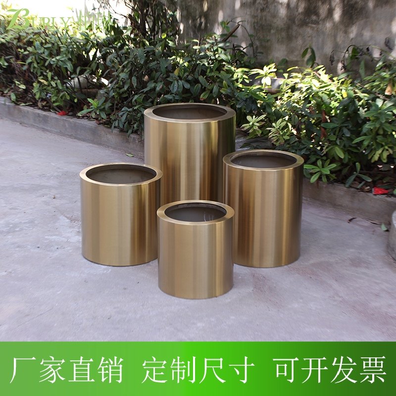 Green plant basin cylinder beauty Chen simulation plant set basin Champagne gold cylinder Women's clothing display home gardening