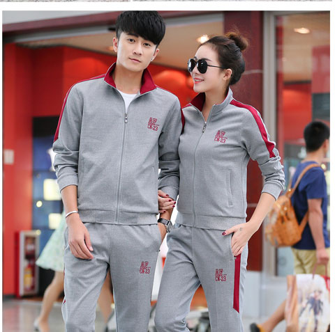 Bộ đồ thể thao nam mùa xuân và mùa thu đôi thanh niên nữ chạy bộ quần áo thể thao quần áo len giản dị hai mảnh mùa thu - Thể thao sau bộ nỉ nam adidas