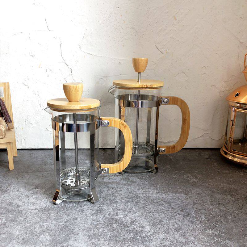 Nordic genuine solid color simple style bamboo lid method pressure pot hand pressure coffee pot household teapot tea maker