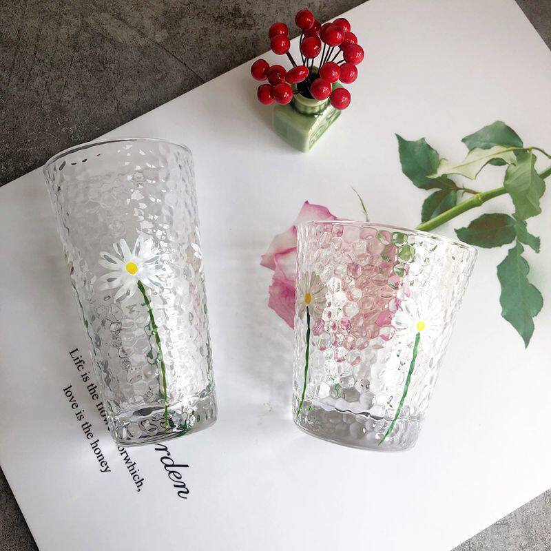 Nordic Minimalist Series Leadless Hammer Print Chicks Home Glass Cups Glass Juice Cups of Drink Cup Drink