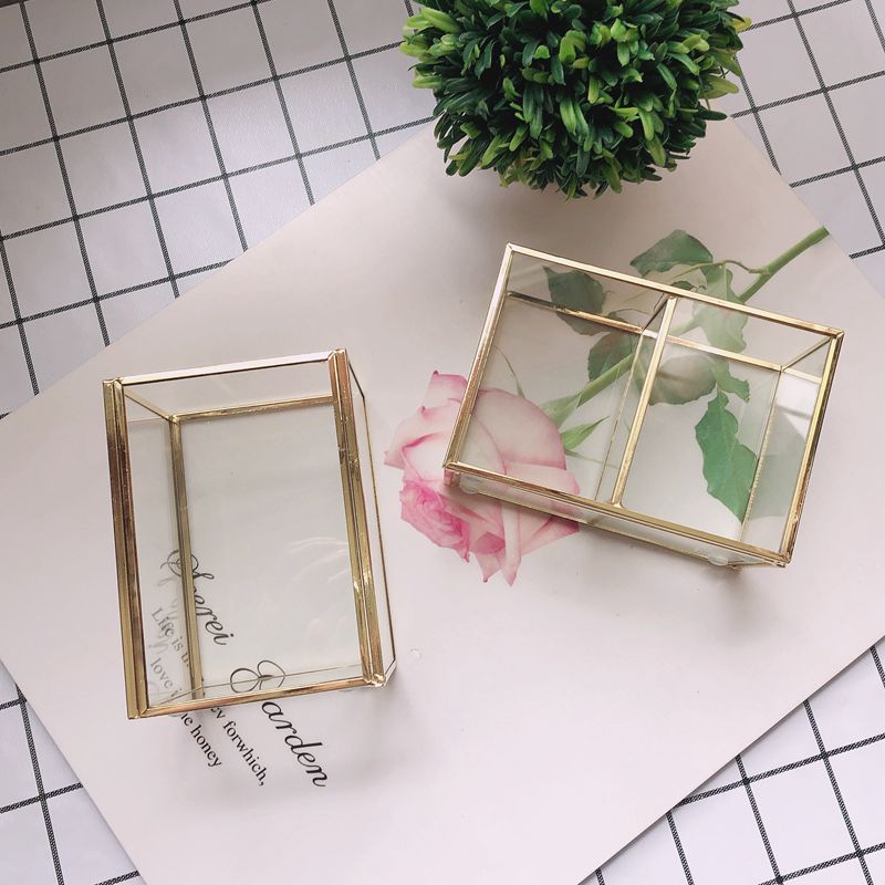 INS Nordic Brief Series Gold Plated Color Makeup Brush Containing Silo Table Glass Containing Box Pen Holder Decoration