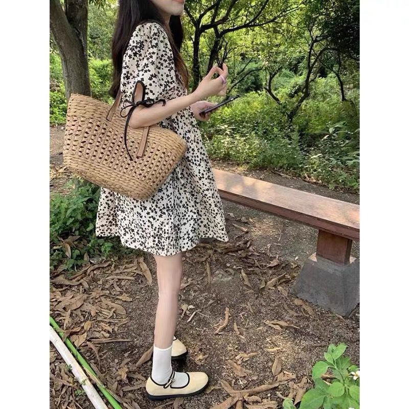 Petite Plus-Size Maternity Dress That Makes You Look Taller, Floral Tea Break Dress, New Summer Style, High-End Trendy Mom XS Size Dress