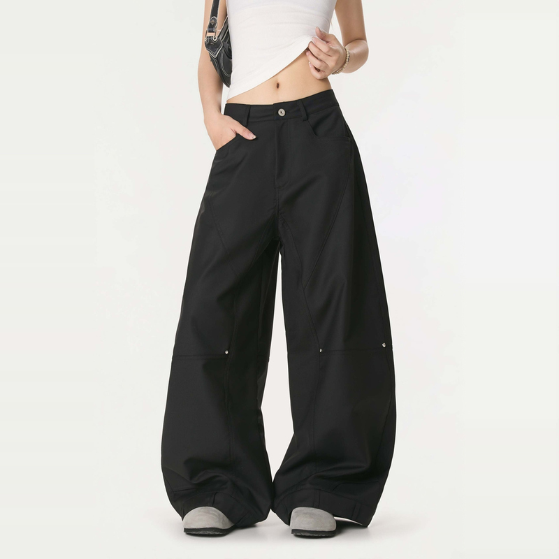 Vintage Studded Workwear Reverse Trousers Unisex American Design Niche Loose Wide-Leg Dance Floor-Length Scimitar Pants