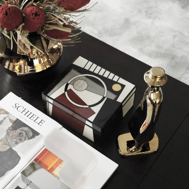 A modern and simple bedroom room jewelry box Model room ornaments totem soft decoration storage box Creative jewelry box