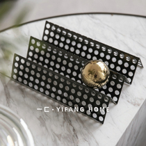 A modern simple black folding hollow screen tray decoration model house sales office soft decoration decoration decoration