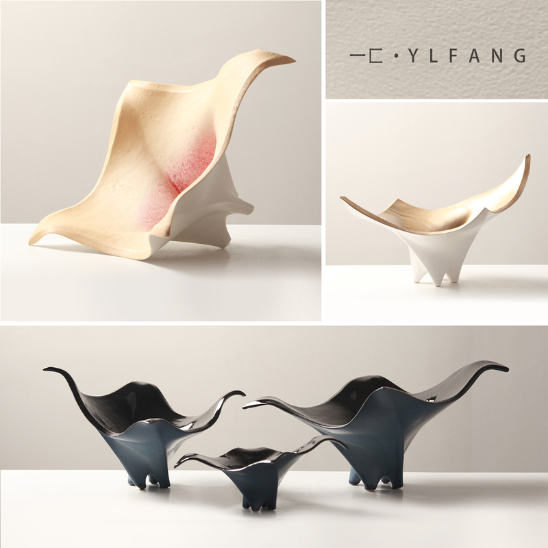 Modern Minimalist Creative Geometric Ceramic Flower Vessel, Sample Room, Sales Office, Hotel Display Tray Ornament