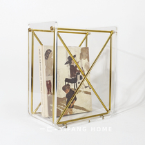 A simple modern model house magazine rack transparent acrylic floor storage rack soft decorations bookshelf ornaments