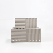 A modern minimalist geometric horizontal stripe gray jewelry box ornaments model house sales office soft decorations