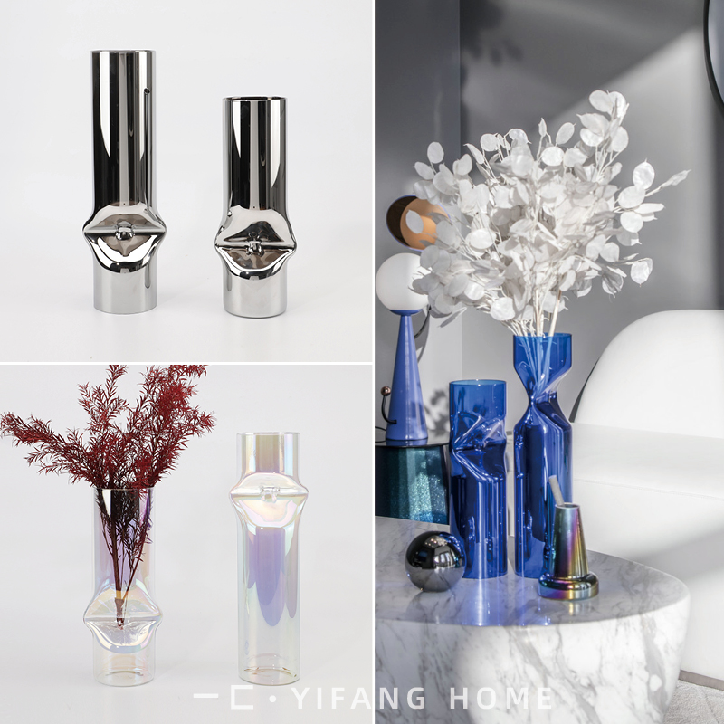 A few ins net red glass dazzling magnum plating ware model room modern light luxury soft Nordic vase ornaments