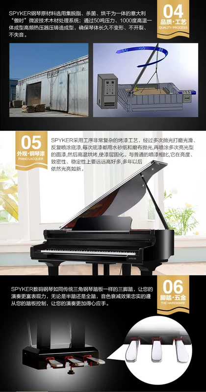 SPYKER British Spyker Grand Piano New Electric Piano 88 Key Hammer Piano Đen và Trắng Đỏ HD-W136 - dương cầm