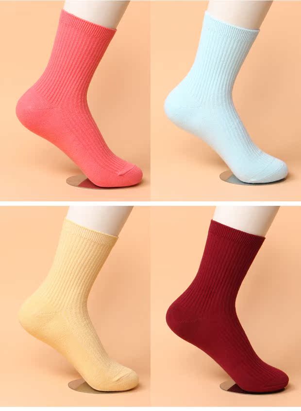Vớ nữ mùa thu và mùa đông cotton thoáng khí khử mùi thấm mồ hôi cotton Nhật Bản màu kẹo ống vớ rắn màu nữ vớ cotton tất adidas