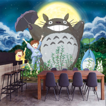 Hayao Miyazaki cartoon Chinchilla mural Childrens room wallpaper 3D three-dimensional wall cloth Bedroom living room animation background wall paper