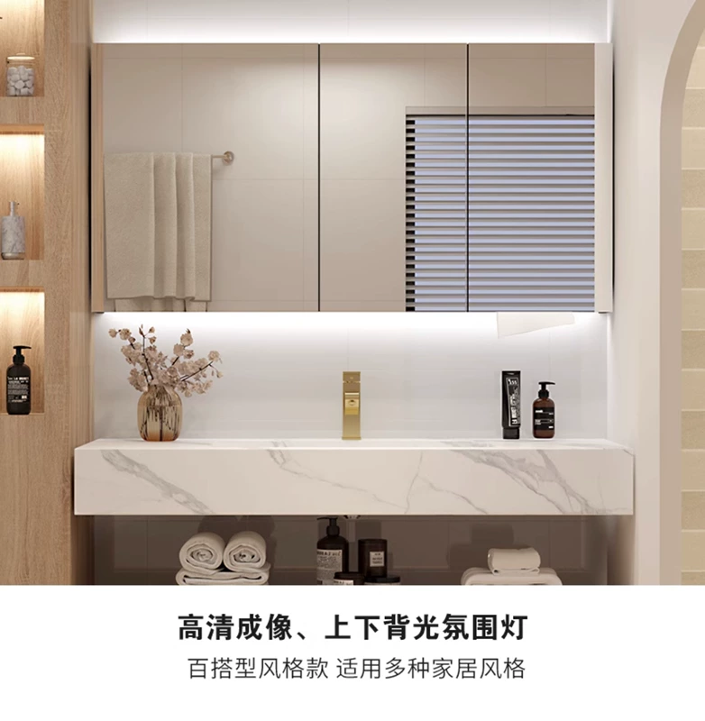 tủ gương lavabo phòng tắm Tủ gương phòng tắm thông minh cảm biến cơ thể người có đèn, giá treo gương trang điểm treo tường riêng biệt có lỗ đựng giấy tủ gương nhà tắm thông minh tủ gương treo tường phòng tắm