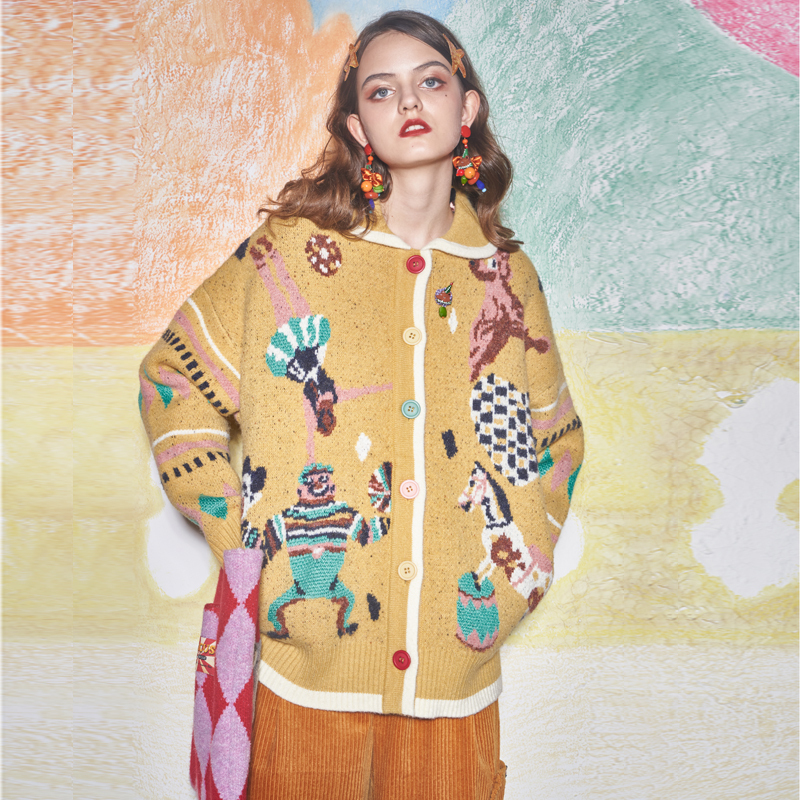 34% off 【Unlogical Poem】Designer Co-Branded Children's Jacquard Warm Sweater Cardigan Jacket