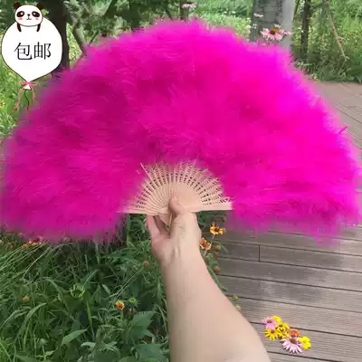Full velvet thick feather fan standard fan pure white rose red feather dance fan props 50 * 30cm