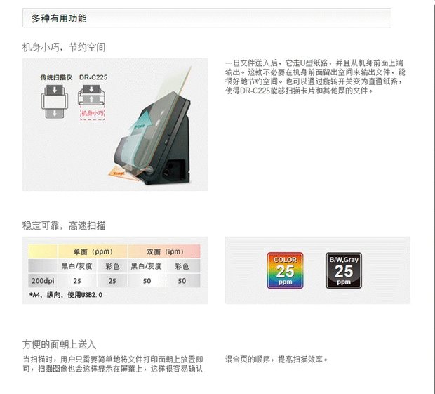 Máy quét văn phòng hai mặt tốc độ cao ăn giấy Canon DR-C225 A4 nâng cấp C125 - Máy quét