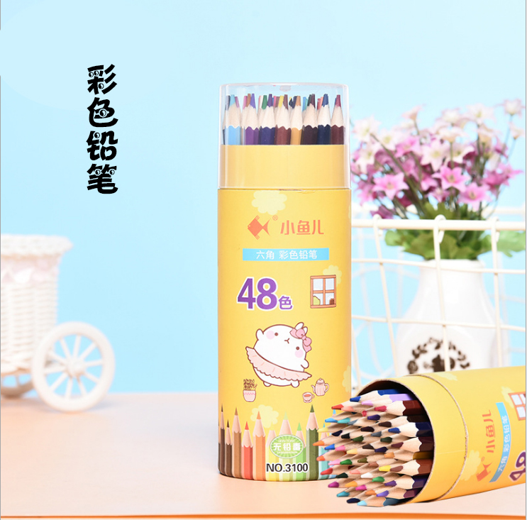 Barrel 12 18 24 36 48 color pencil children's painting coloring and adding coloring brush painting and writing color pen