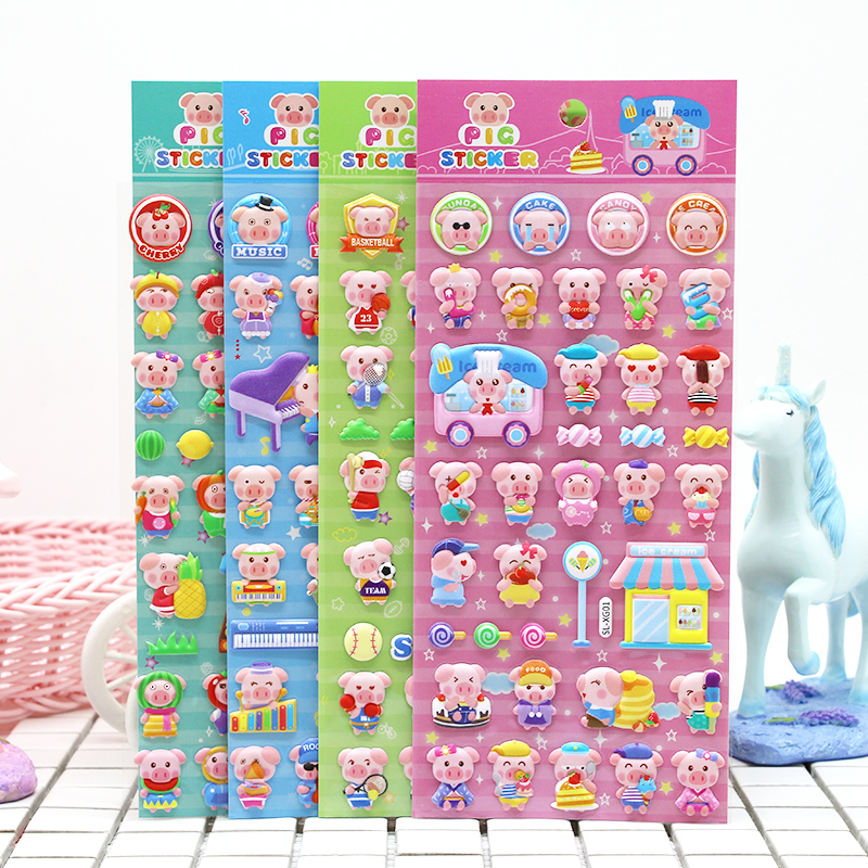 Stay Cute Little Pig Three-dimensional Bubble Patch Child Small Patch Paper Adhesive Painting Sticker Cartoon Pig pig Pig Stickler cell phone decoration