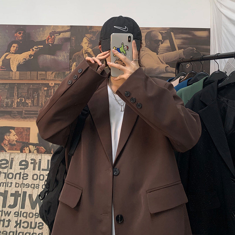 Autumn oversize loose small suit jacket men and Korean version of a casual single suit British wind DK uniform male