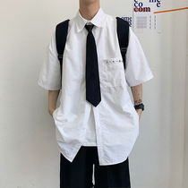 DK couple uniform shirt short sleeve 2021 trend embroidery jik shirt loose student class clothes ins middle sleeve men and women