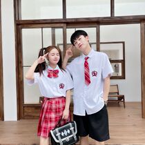 JK shirt short sleeve full set youth English-style college big code embroidery shirt graduation class dress DK Thai school uniform male
