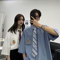 jk couple embroidered dk shirt uniform mens suit five-point short sleeve college style non-iron pop shirt student class uniform